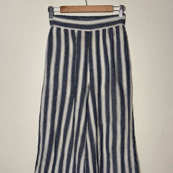 MADEWELL Pants Woman's XXS Huston Pull-On Crops in Stripe Transatlantic blue - Picture 6 of 16